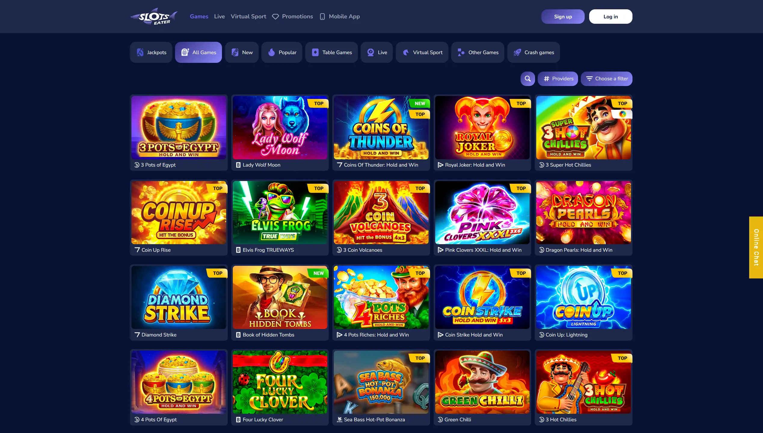 Spelaanbod van SlotsEater Casino: slots tot bingo